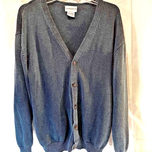 Knightsbridge Women's Cardigan Sweater Green Long Sleeve V Neck Tight Knit L - Picture 1 of 6